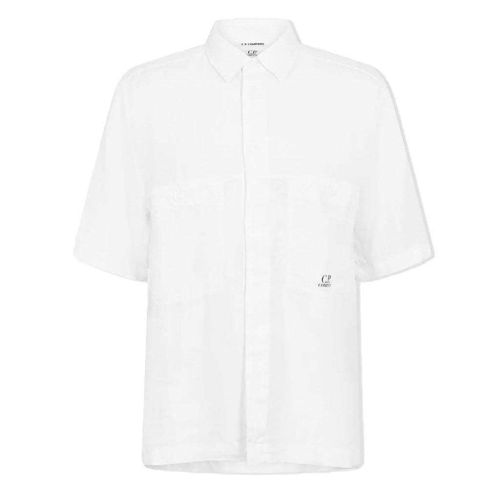 C.P. Company Light Mussola Boxy Short Sleeve Shirt in White