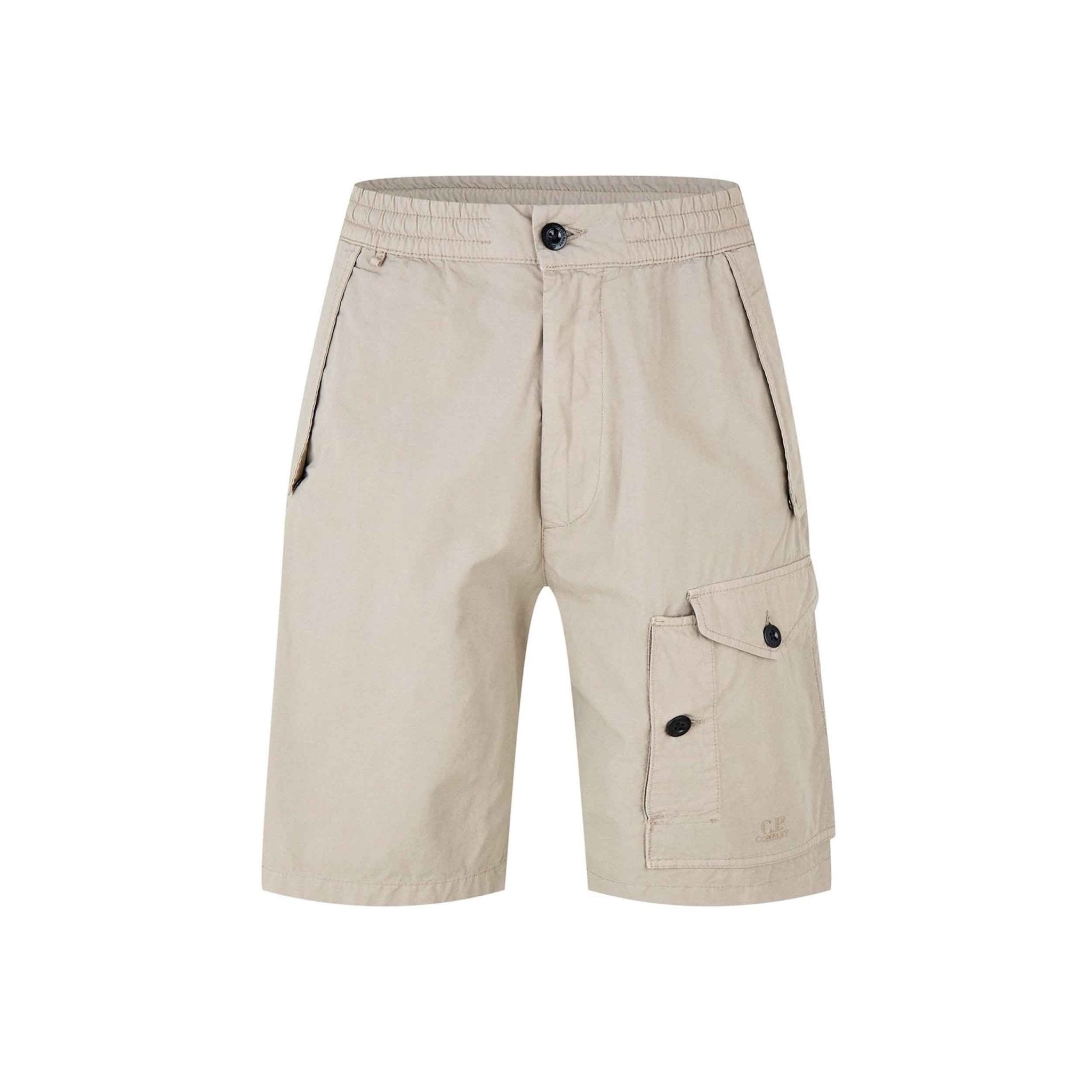 C.P. Company Microreps No Peach Cargo Shorts in Vintage Khaki- Beige