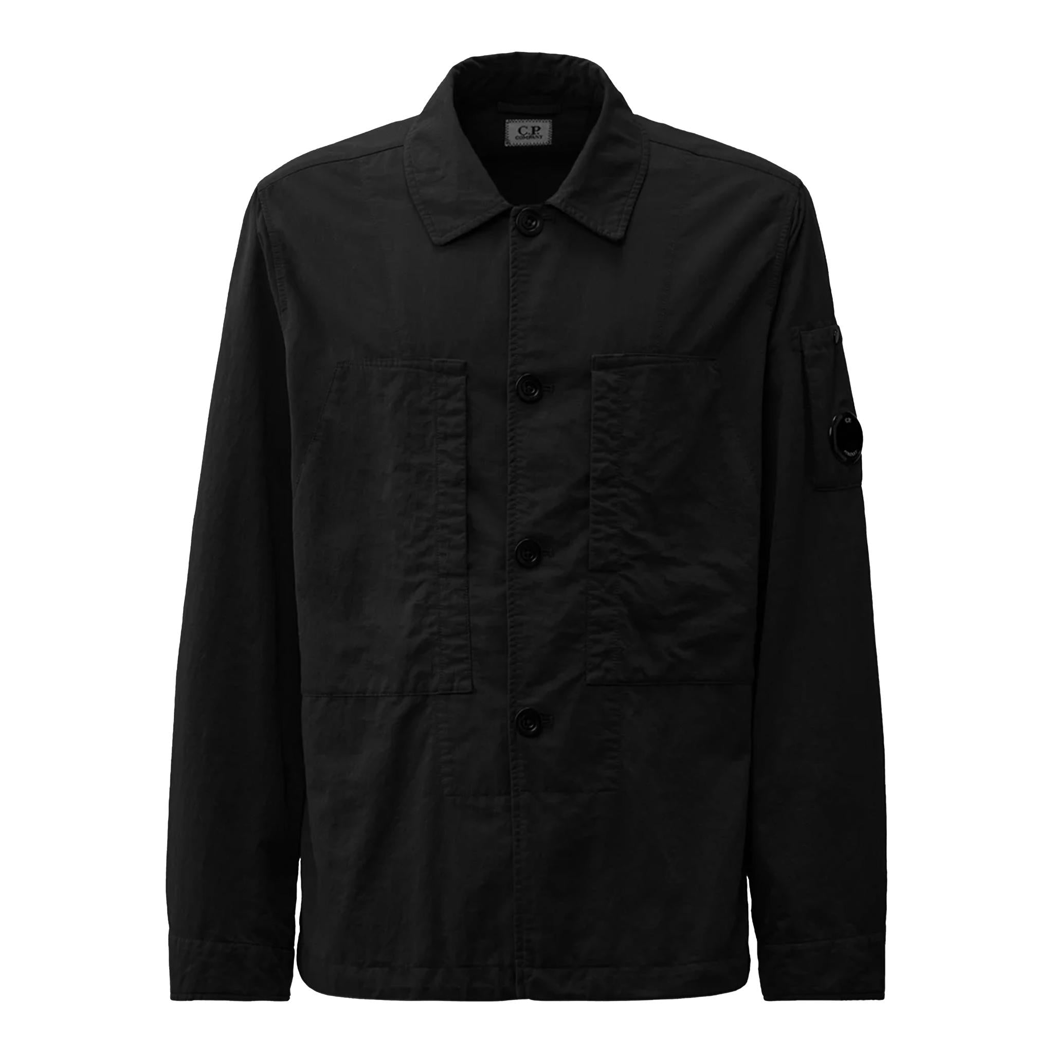 C.P. Company Overshirt Diagonal Flatt Nylon in Black