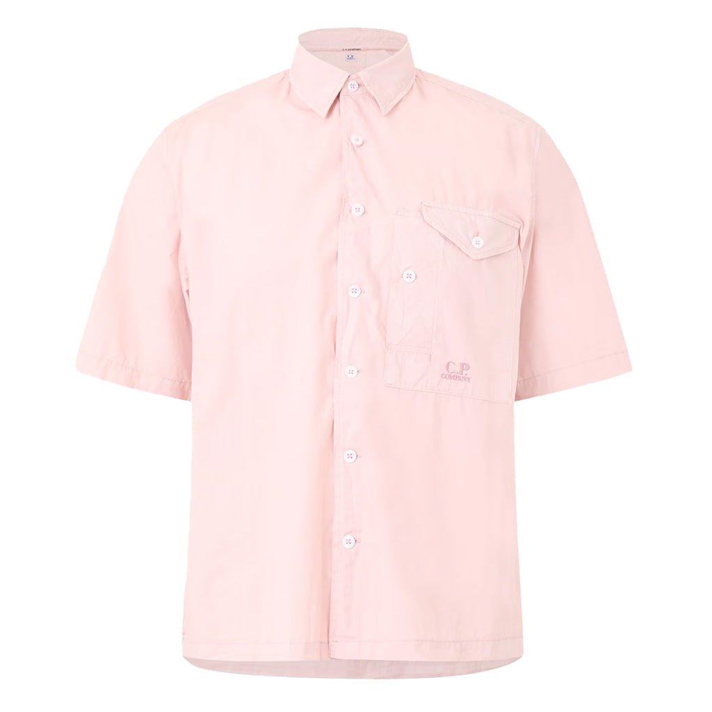 C.P. Company Popeline Short Sleeve Shirt in Misty Rose- Pink