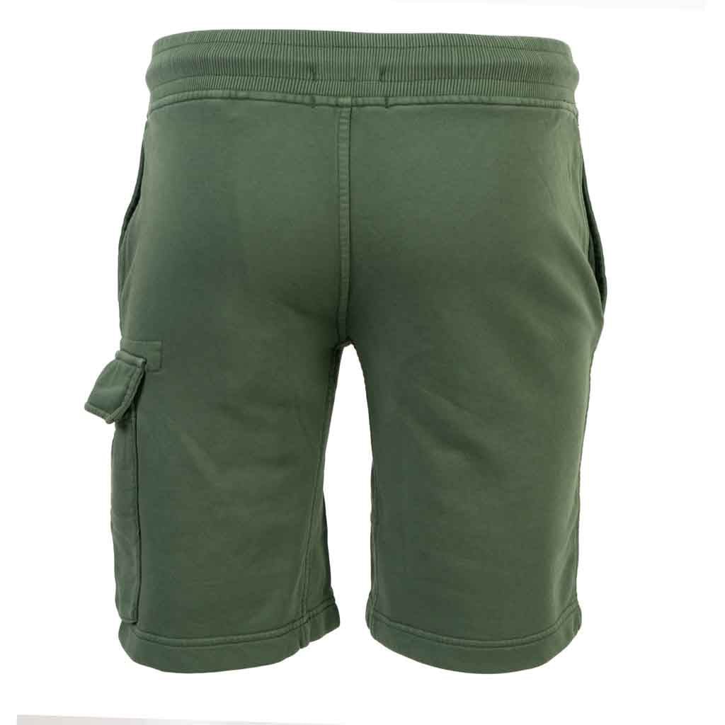 C.P. Company Resist Dyed Cotton Fleece Lens Shorts in Duck Green