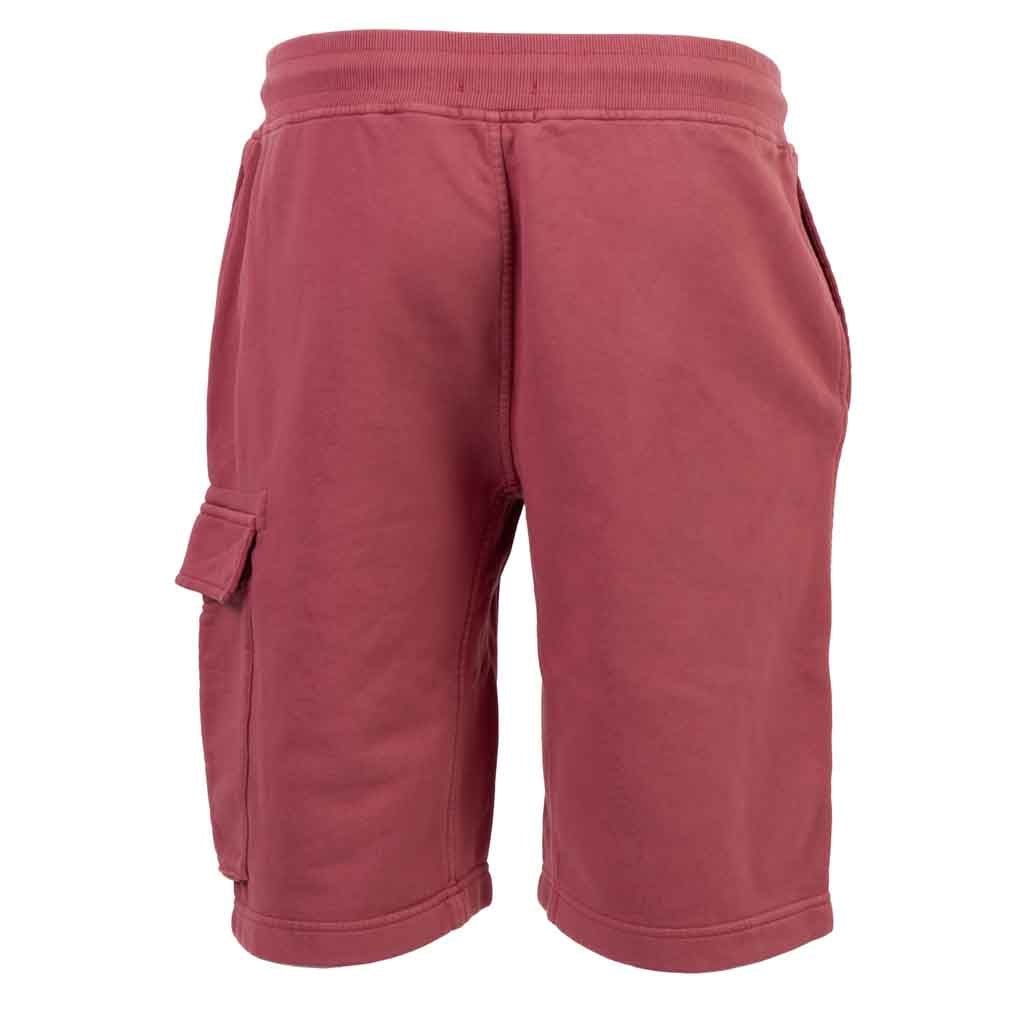 C.P. Company Resist Dyed Cotton Fleece Lens Shorts in Red Bud
