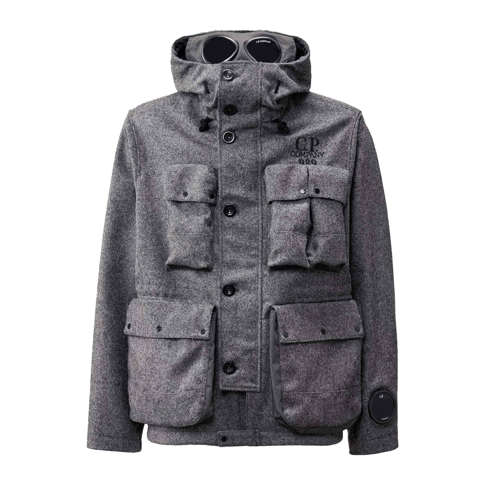C.P. Company Shetland Twill Mile Jacket in Anthracite Melange- Grey