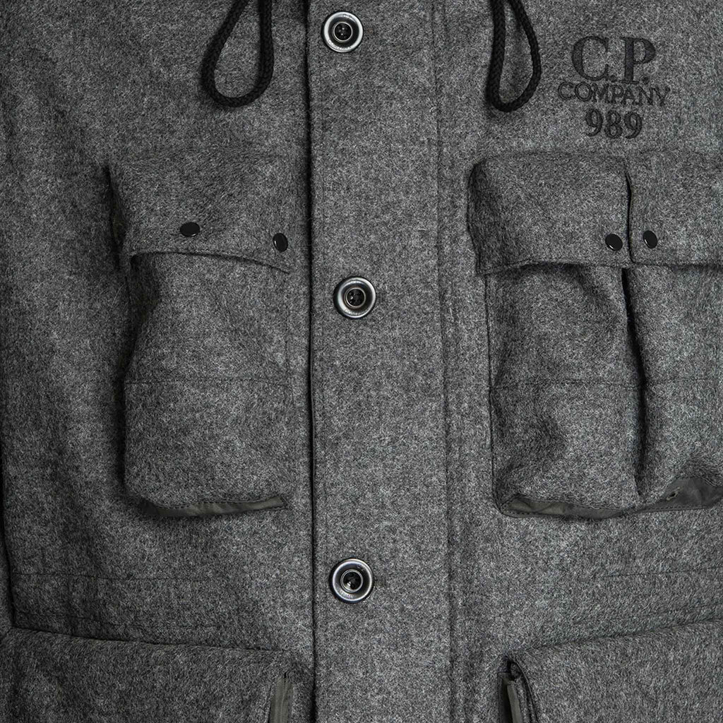 C.P. Company Shetland Twill Mile Jacket in Anthracite Melange- Grey