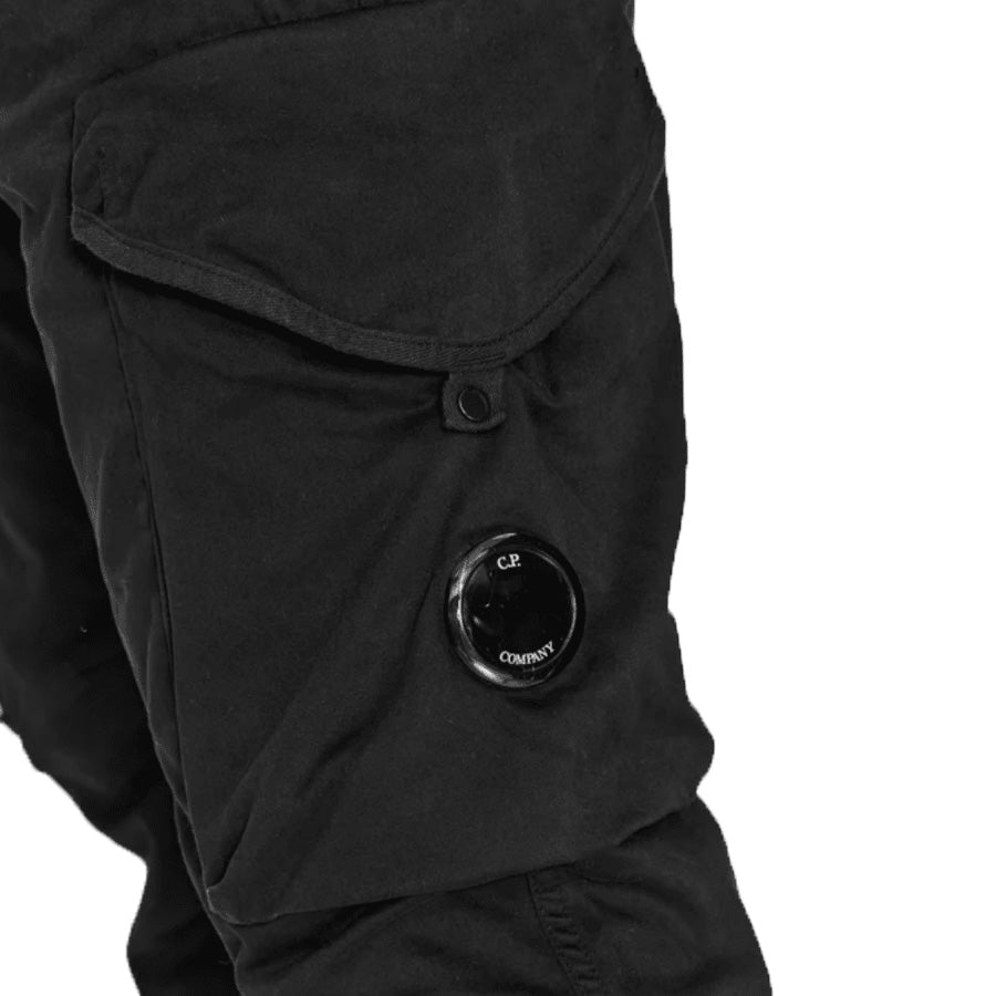 C.P. Company Stretch Sateen Ergonomic Lens Cargo Pants in Black
