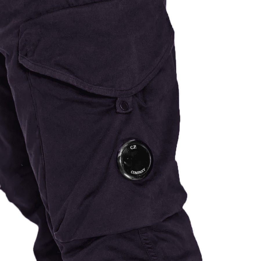 C.P. Company Stretch Sateen Ergonomic Lens Cargo Pants in Nightshade-Purple