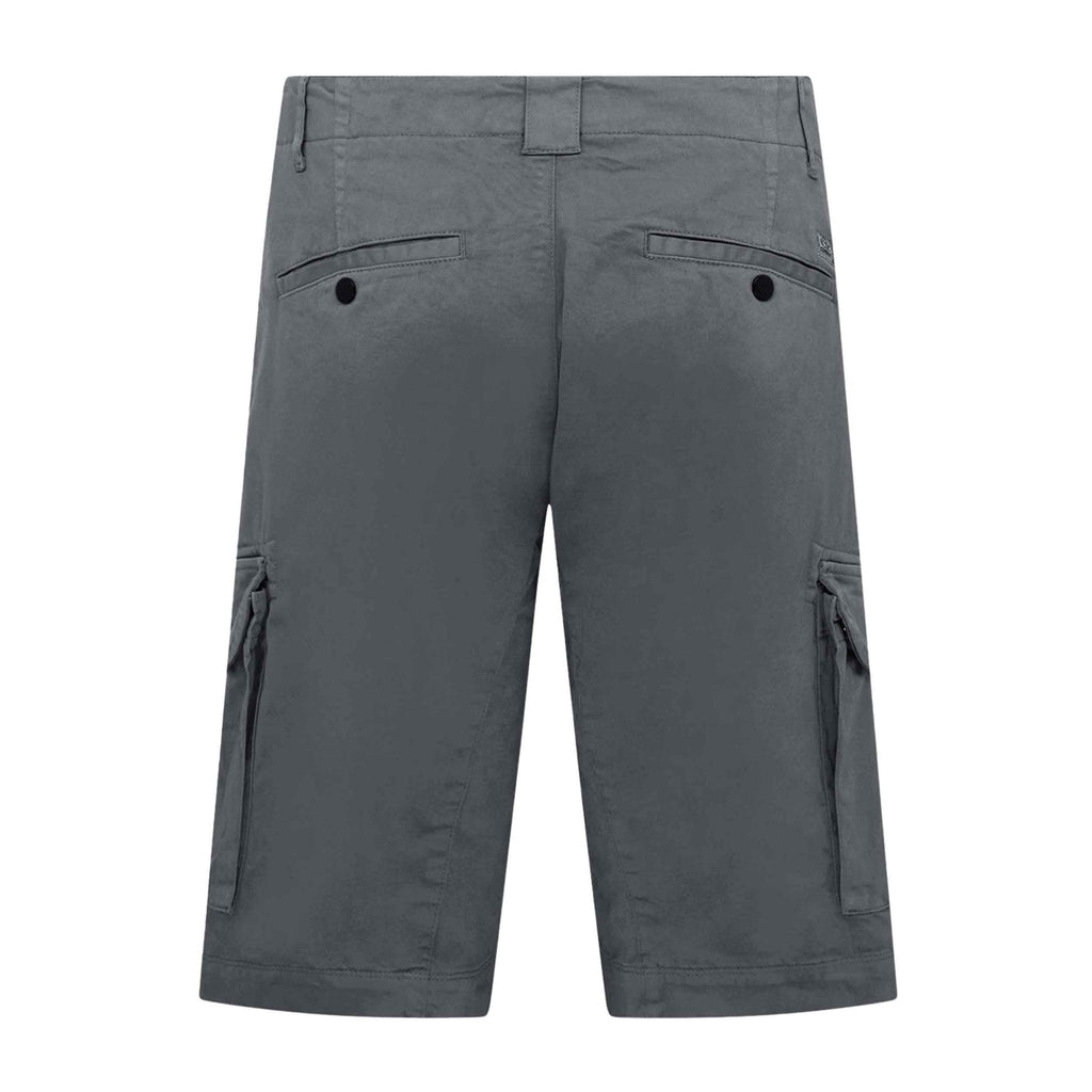 C.P. Company Stretch Sateen Lens Cargo Shorts in Stormy Weather- Blue