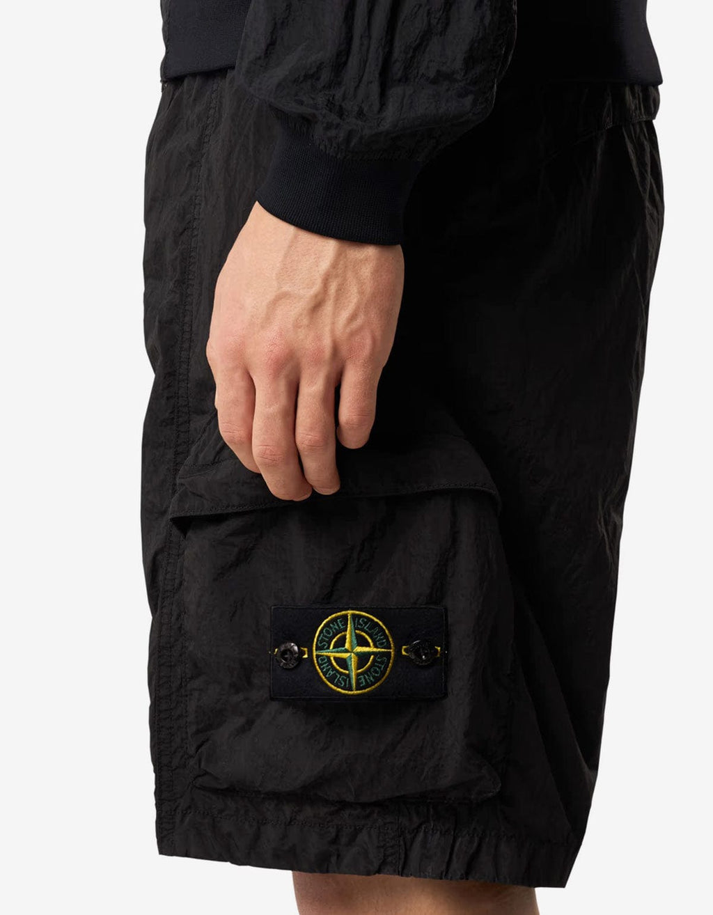 Stone Island Black Nylon Metal Cargo Shorts