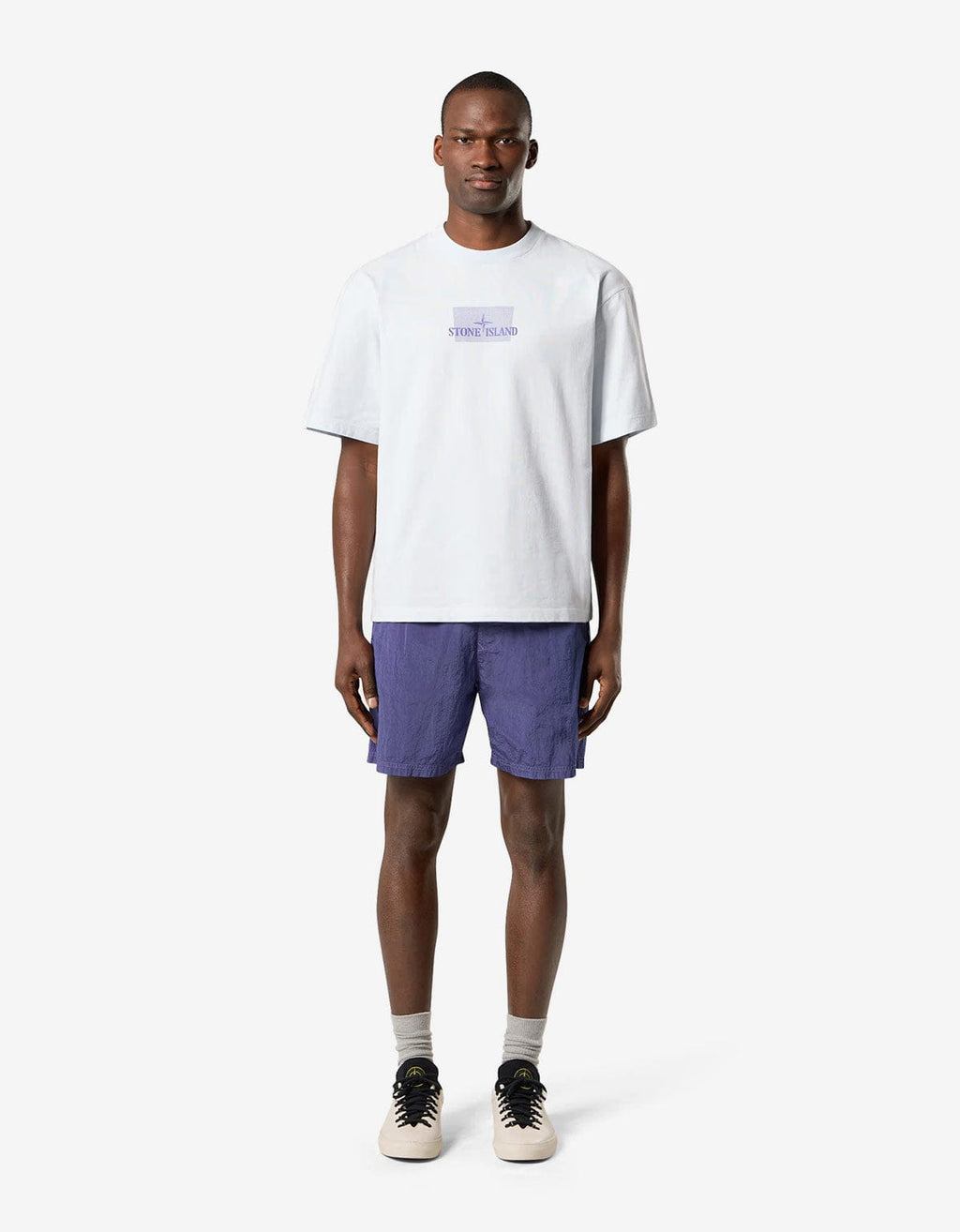 Stone Island Blue Grid Print T-Shirt