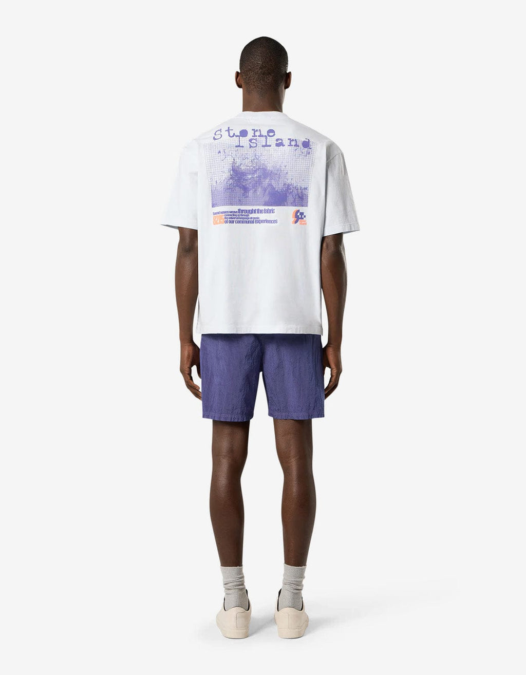 Stone Island Blue Grid Print T-Shirt