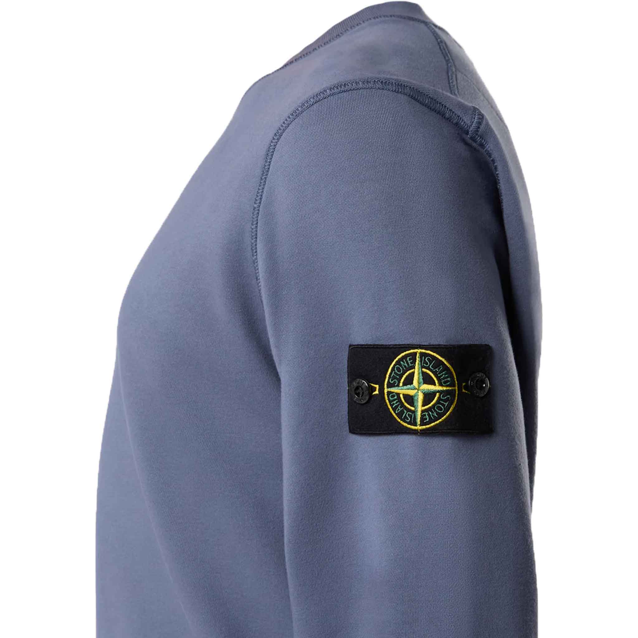 Stone Island Cotton Fleece Crewneck Sweatshirt in Mid Blue