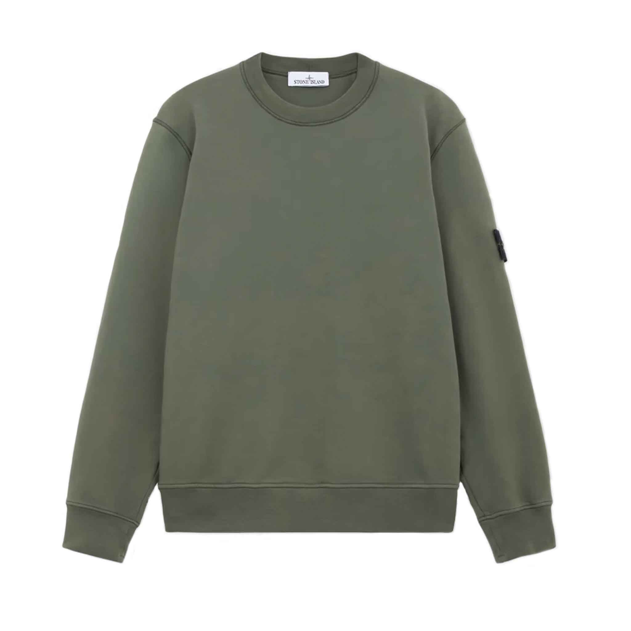 Stone Island Cotton Fleece Crewneck Sweatshirt in Musk Green