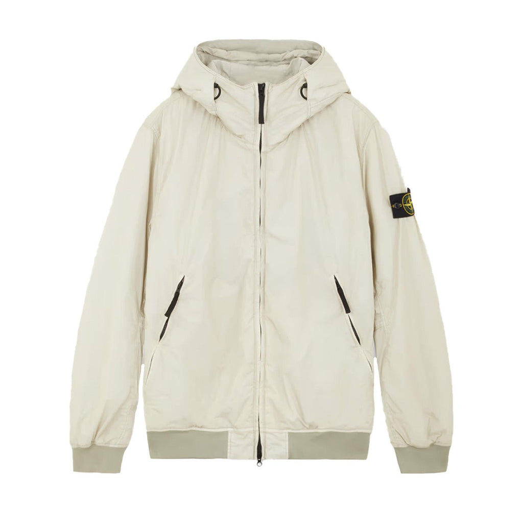 Stone Island Crinkle Reps R-NY Hooded Blouson With Primaloft in Off White