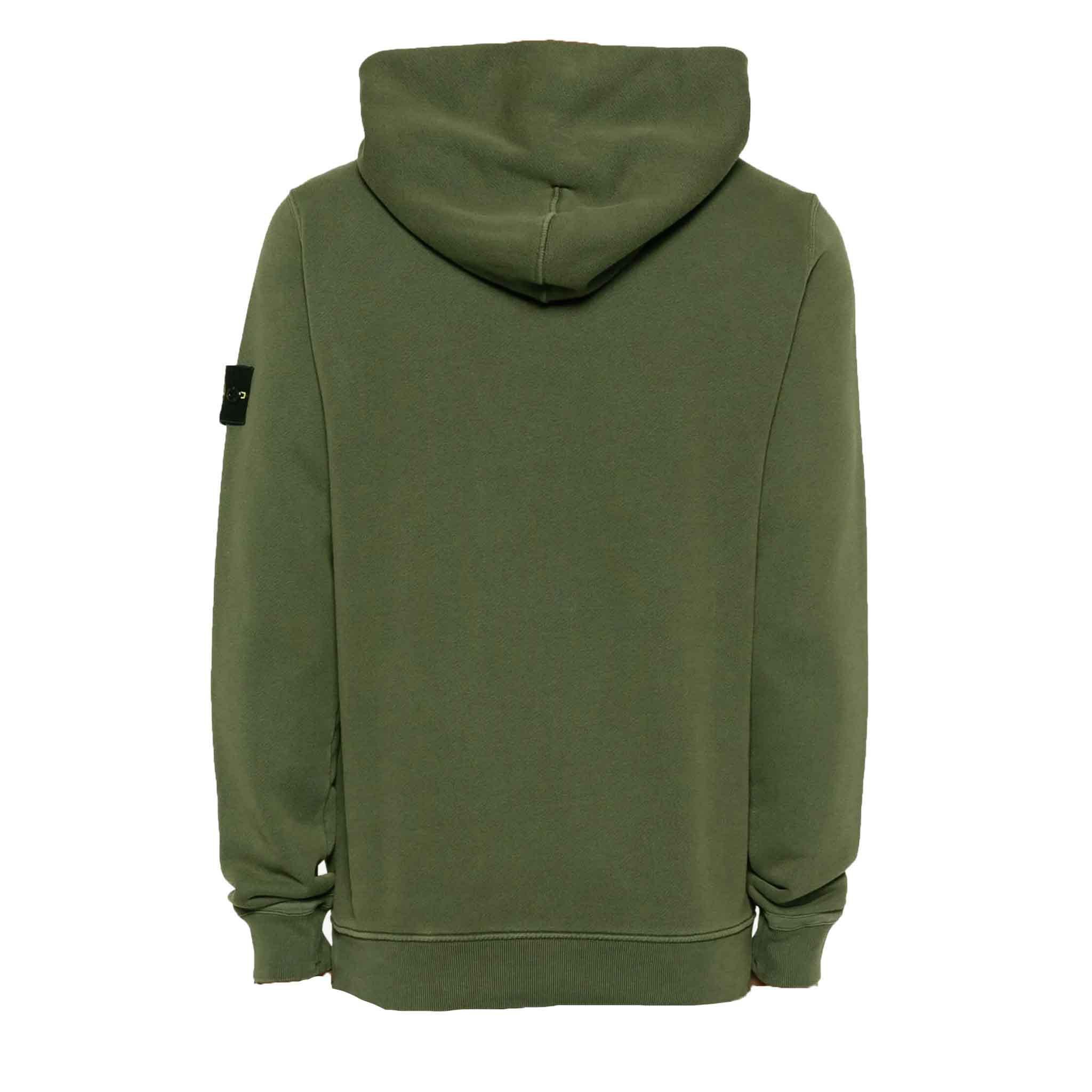 Stone Island Diagonal Fleece 'Old' Effect Hoodie in Military Green
