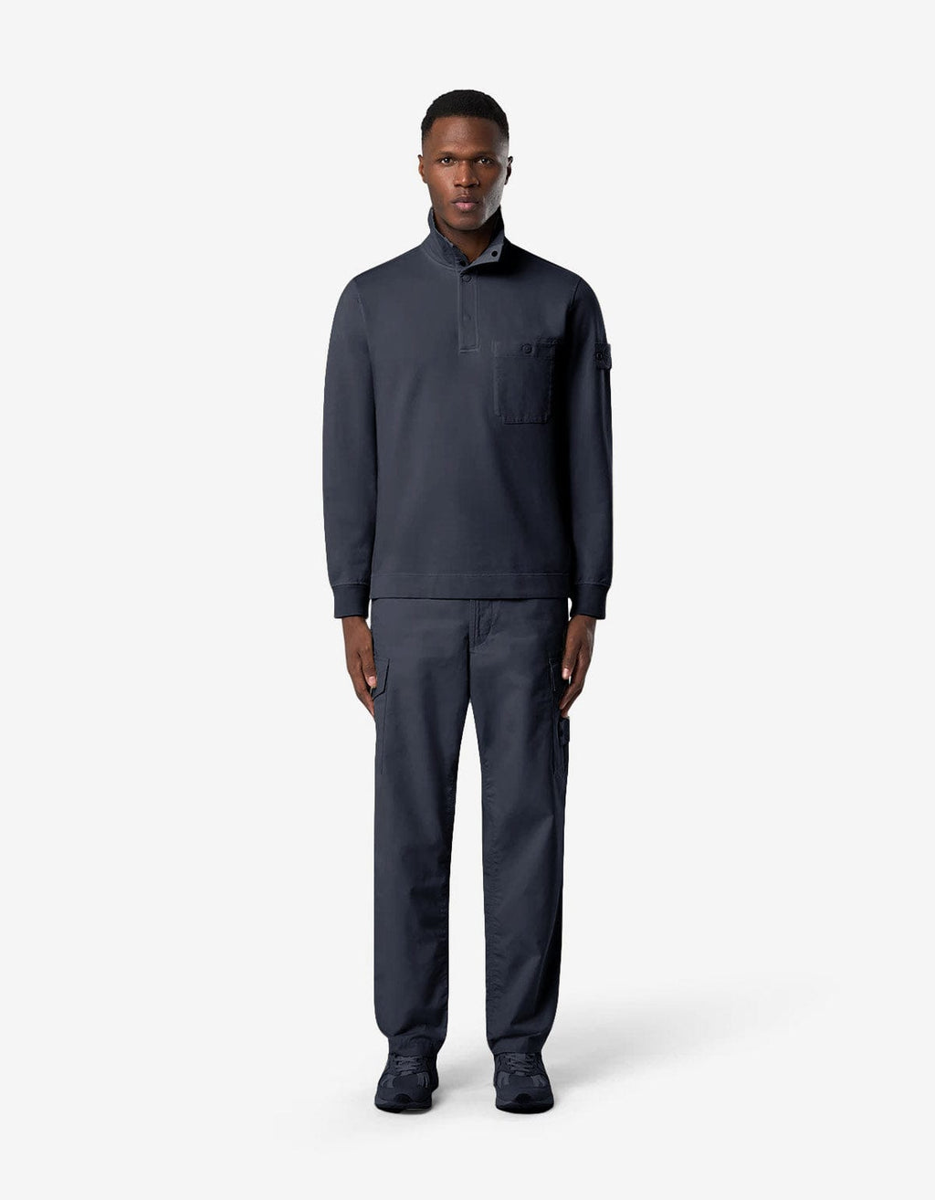 Stone Island Ghost Blue Half-Snap Sweatshirt
