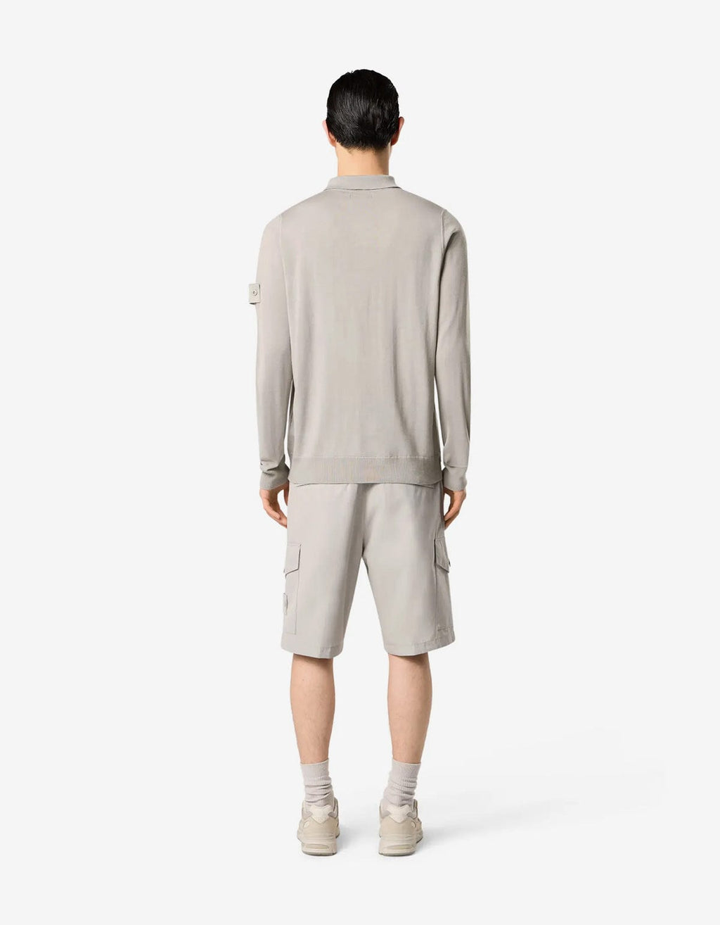 Stone Island Ghost Grey Wool LS Polo Shirt