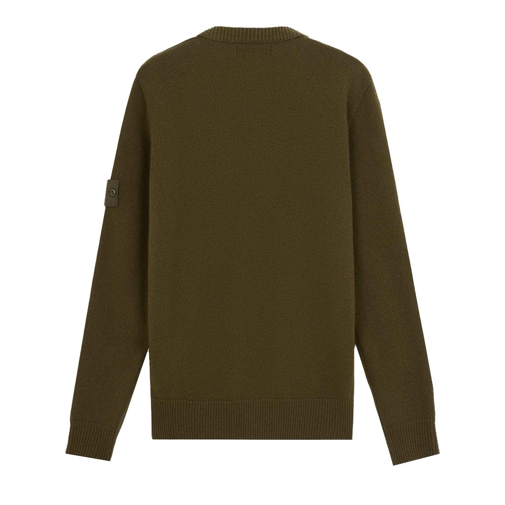 Stone Island Ghost Wool Loose Fit Crewneck Sweater in Military Green