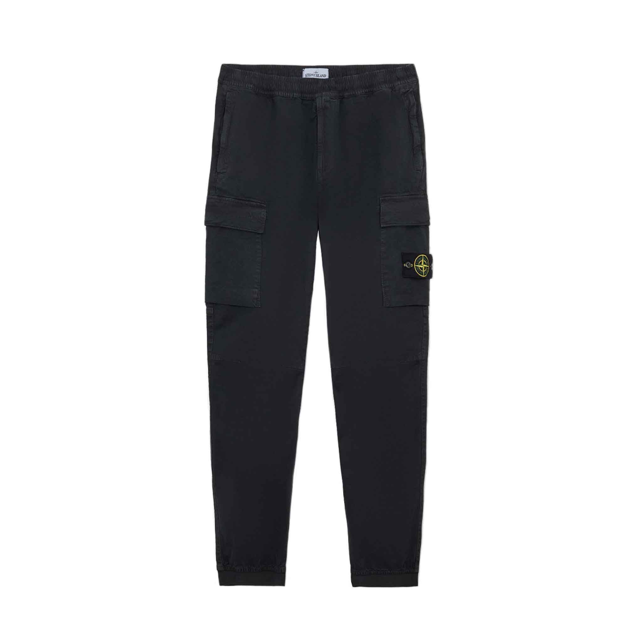 Stone Island 'Old' Effect Regular Tapered Cargo Pants in Black