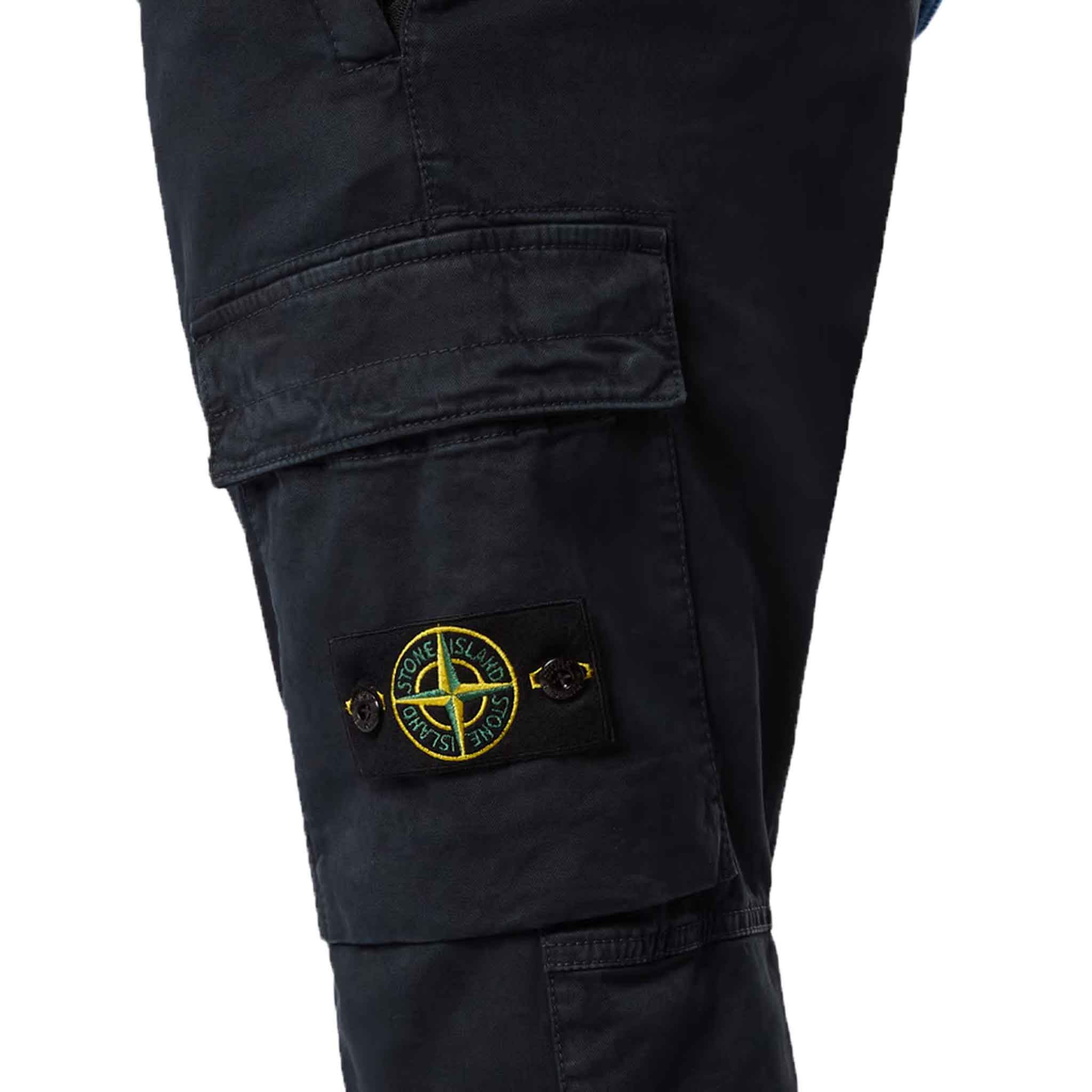 Stone Island 'Old' Effect Regular Tapered Cargo Pants in Navy Blue