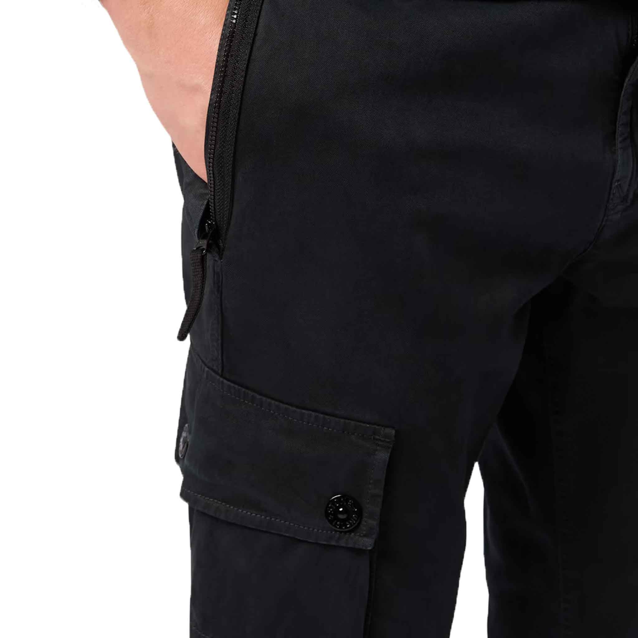 Stone Island 'Old' Effect Slim Fit Cargo Pants in Black