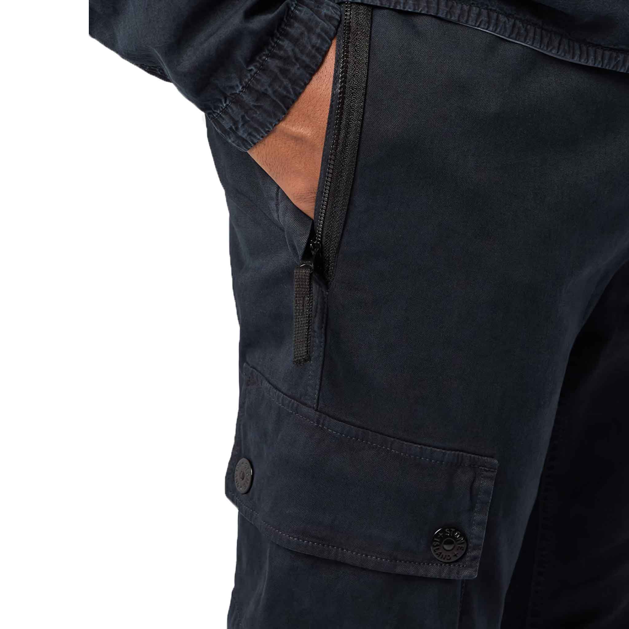 Stone Island 'Old' Effect Slim Fit Cargo Pants in Navy Blue