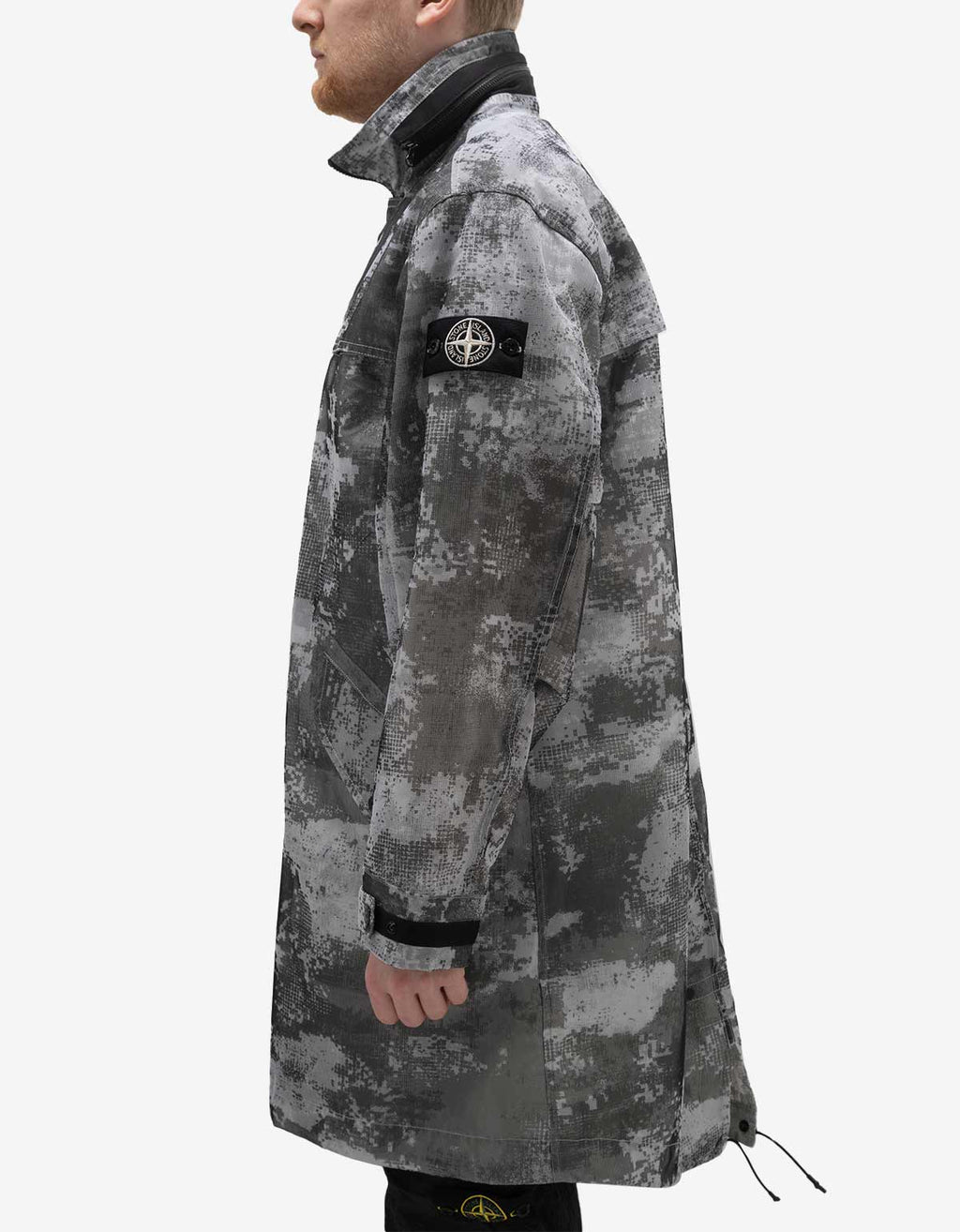 Stone Island Grey Camo Mesh Reflective Nylon Coat